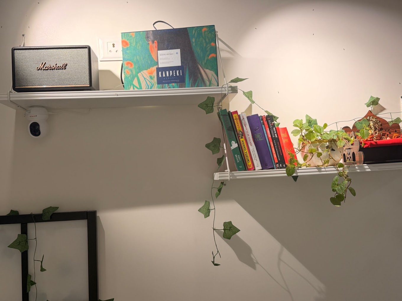 Shelf details with creeping greens